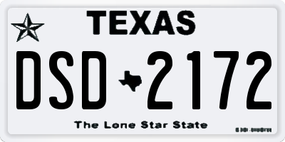 TX license plate DSD2172