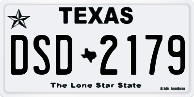 TX license plate DSD2179