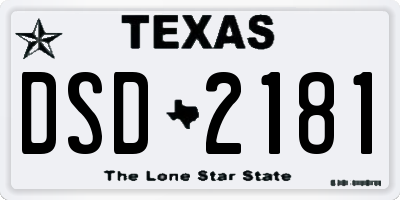 TX license plate DSD2181