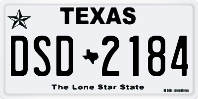 TX license plate DSD2184