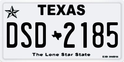 TX license plate DSD2185