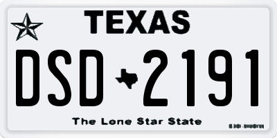 TX license plate DSD2191