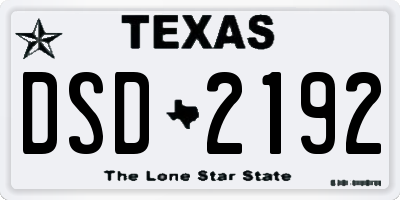 TX license plate DSD2192