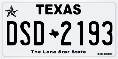 TX license plate DSD2193