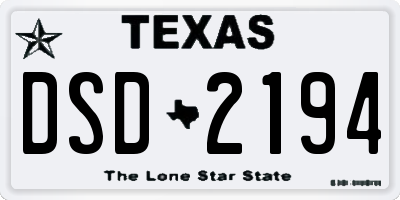 TX license plate DSD2194