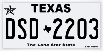TX license plate DSD2203