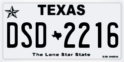 TX license plate DSD2216