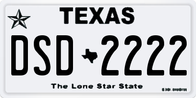 TX license plate DSD2222