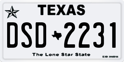 TX license plate DSD2231