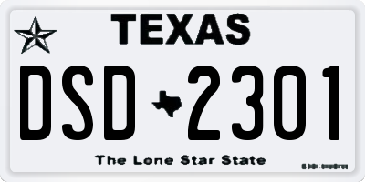 TX license plate DSD2301