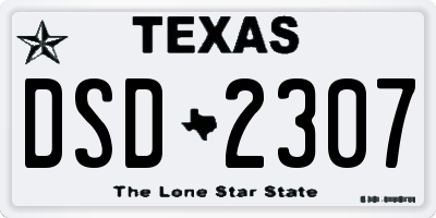 TX license plate DSD2307