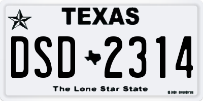 TX license plate DSD2314