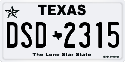 TX license plate DSD2315
