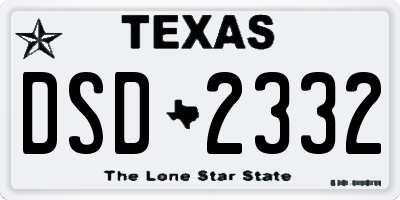 TX license plate DSD2332