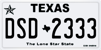 TX license plate DSD2333