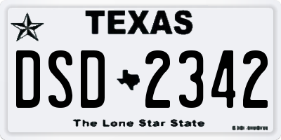 TX license plate DSD2342