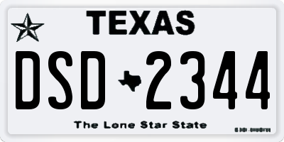 TX license plate DSD2344