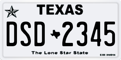 TX license plate DSD2345