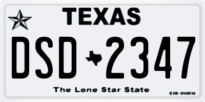 TX license plate DSD2347