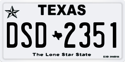 TX license plate DSD2351