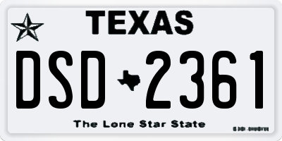 TX license plate DSD2361