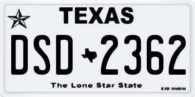 TX license plate DSD2362