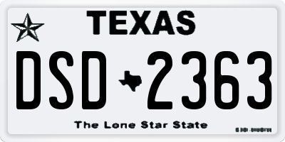 TX license plate DSD2363