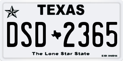 TX license plate DSD2365