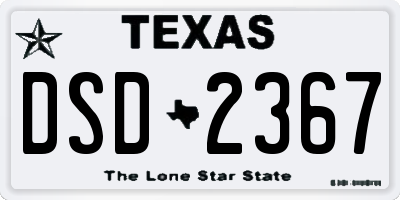 TX license plate DSD2367