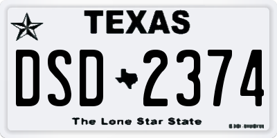TX license plate DSD2374