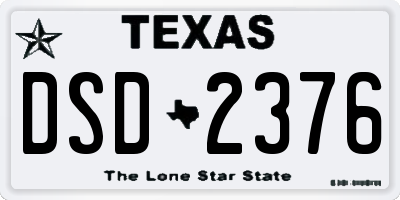 TX license plate DSD2376