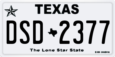TX license plate DSD2377