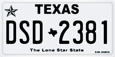 TX license plate DSD2381