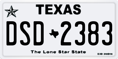 TX license plate DSD2383