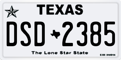 TX license plate DSD2385
