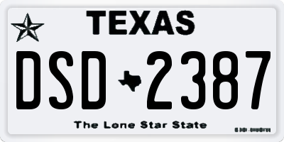 TX license plate DSD2387