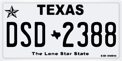 TX license plate DSD2388