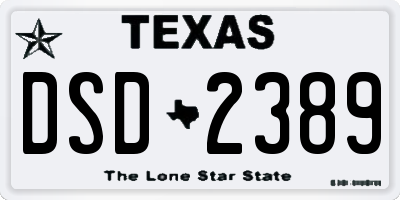 TX license plate DSD2389