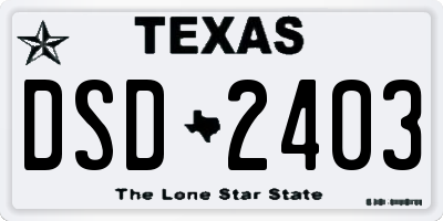 TX license plate DSD2403