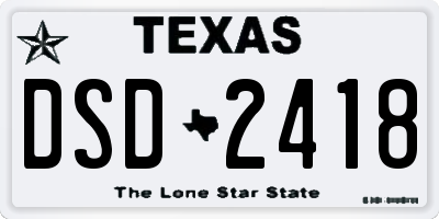 TX license plate DSD2418