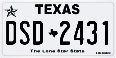 TX license plate DSD2431