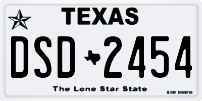 TX license plate DSD2454