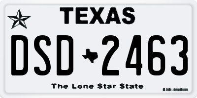 TX license plate DSD2463