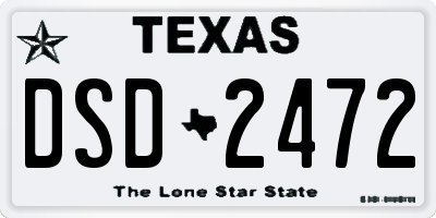 TX license plate DSD2472