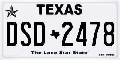 TX license plate DSD2478