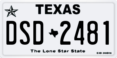 TX license plate DSD2481