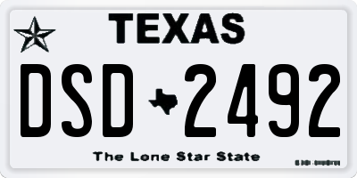 TX license plate DSD2492