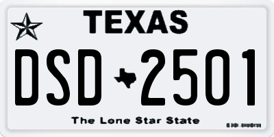 TX license plate DSD2501