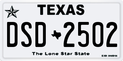 TX license plate DSD2502