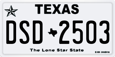 TX license plate DSD2503